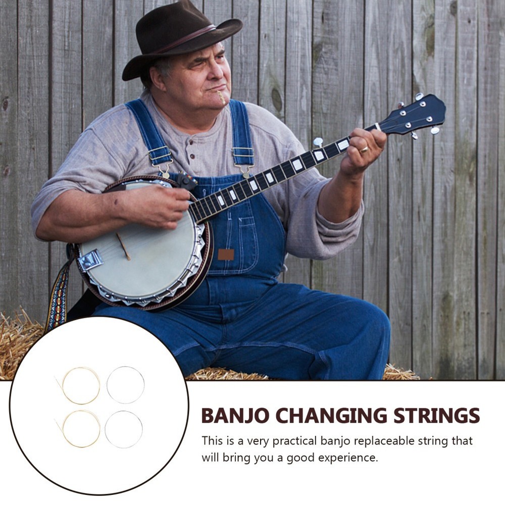 1 Set of Steel 4-string Banjo Strings Replacement Banjo String Accessories