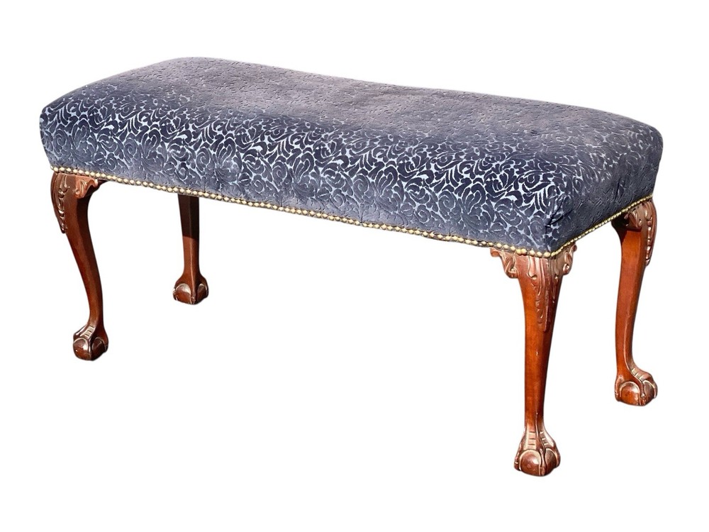 Vintage Chippendale Style Window Bench / Vanity Bench