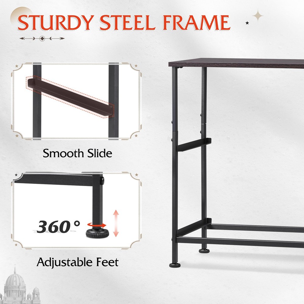 WLIVE 2-Drawer Nightstand Bedside Table with Fabric Bins, Dark Grey