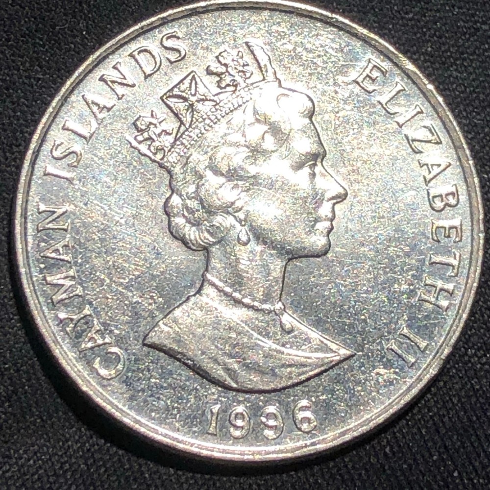 1996 Cayman Islands 25 Cents Copper-Nickel Coin - AU (About Uncirculated)