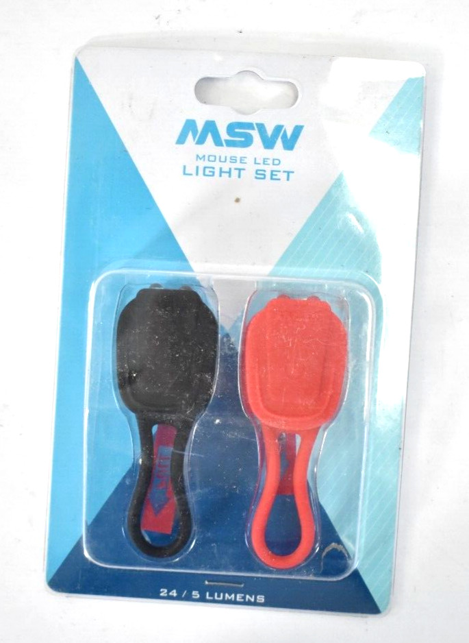 MSW Mouse LED Light Set Bike Black Headlight Red Tail Light 3 Modes LT6661