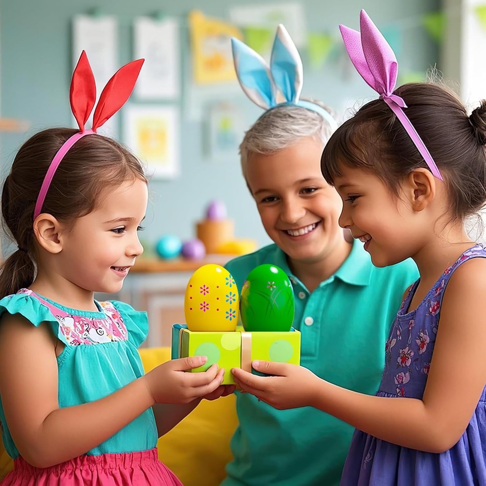 Easter Basket Stuffers, 6Pcs Prefilled Easter Eggs, Wooden Percussion Musical Eg