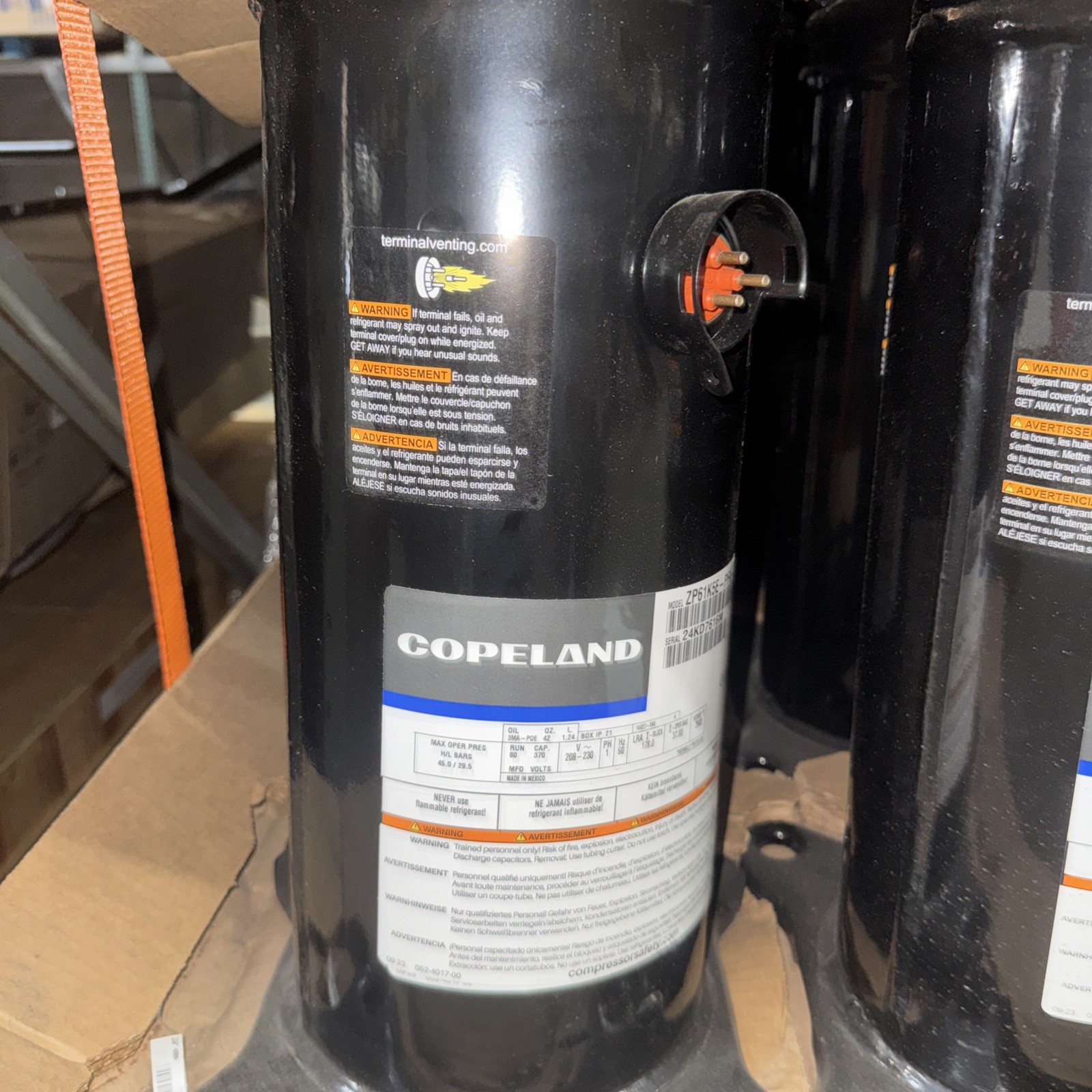 Copeland ZP61K5E-PFV-130 5 Ton A/C Scroll Compressor 230 Volt 1PH