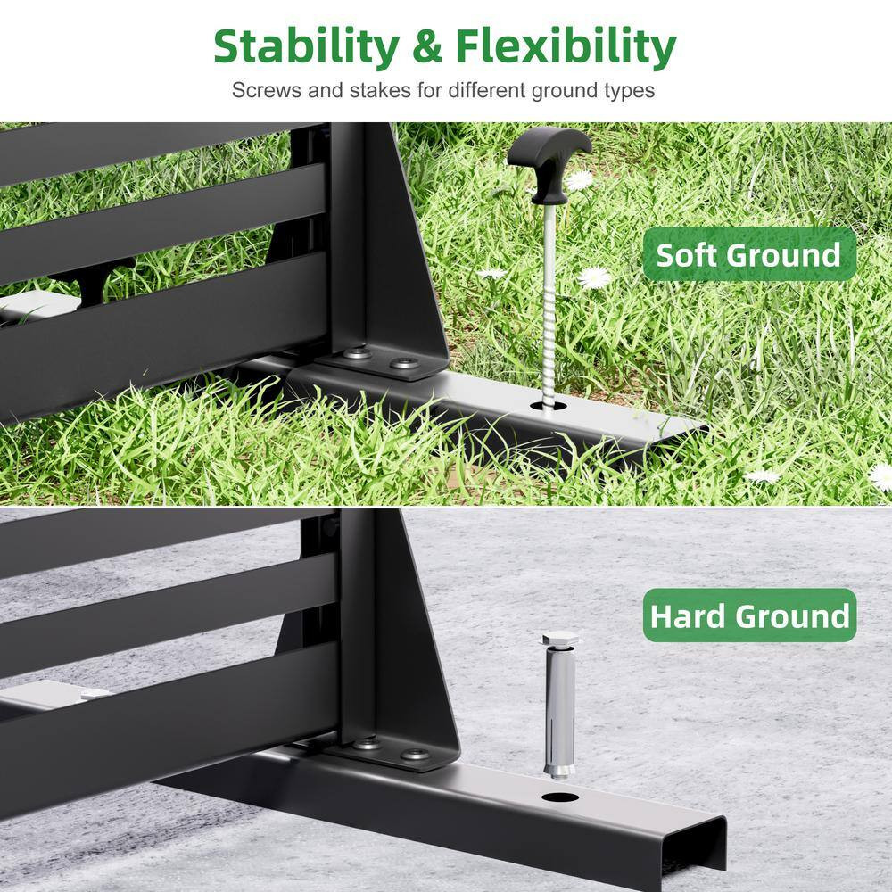 72 In. X 35In. Black Privacy Screen Galvanized Freestanding Panel