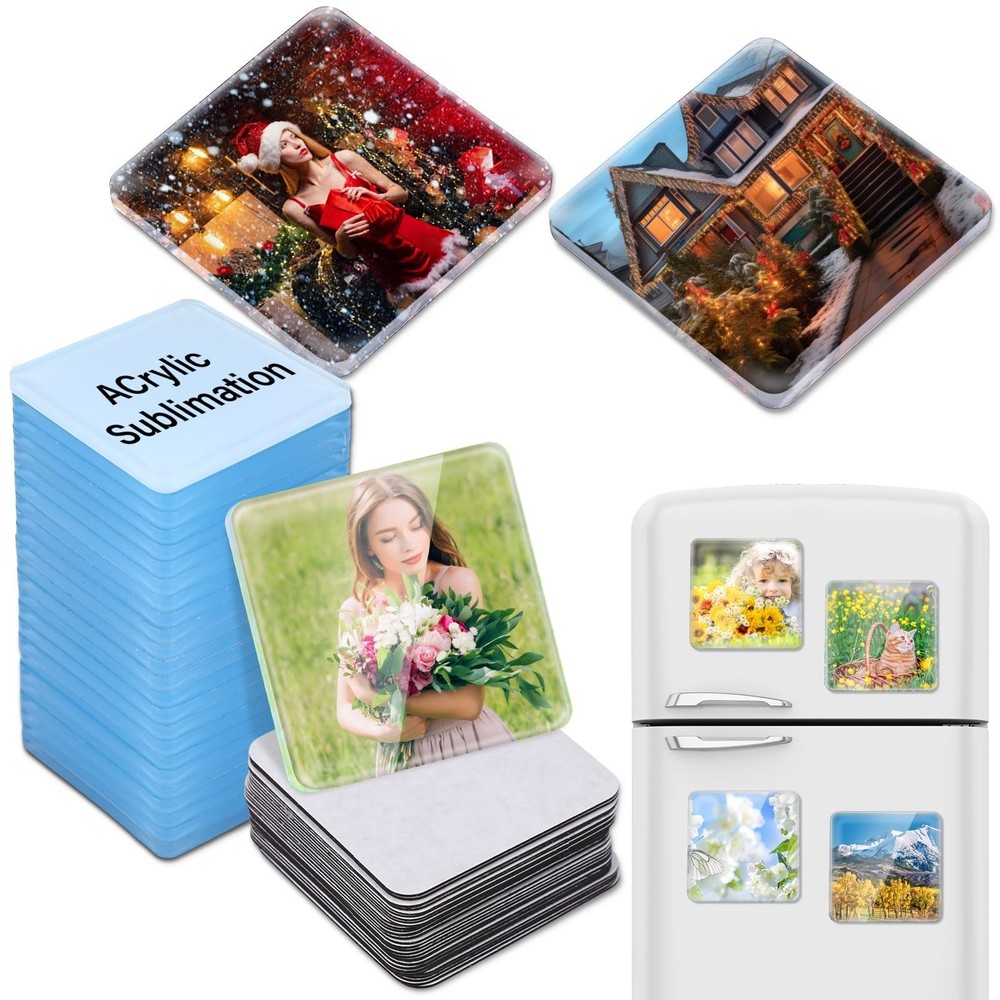 Xuhal 60 Pcs Sublimation Acrylic Fridge Magnet Bulk Personalized Refrigerator...