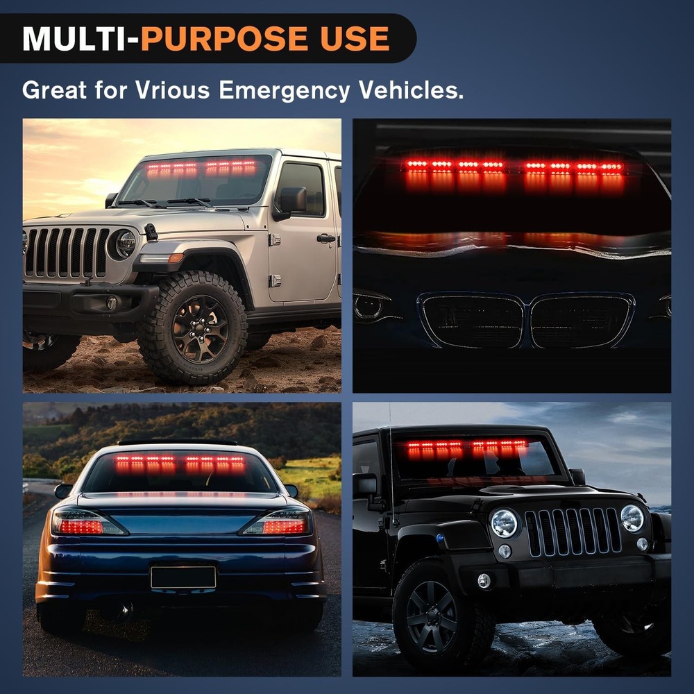 Nilight 32LED Red Emergency Dash Strobe Lights with Controller Suction Cups W...