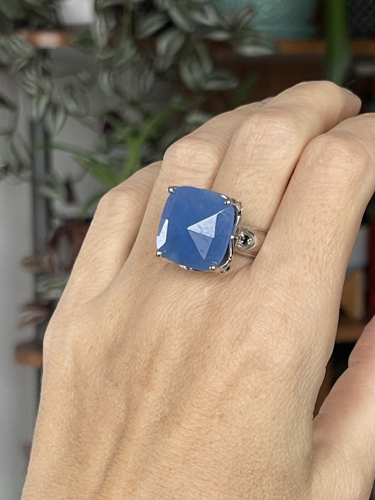 SX 925 Silver Blue Jade RING SIZE 8