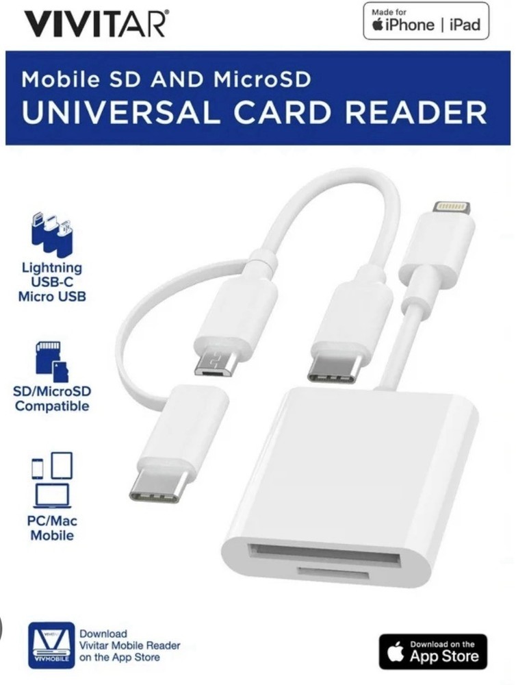 Vivitar Mobile SD and MicroSD Universal Card Reader White MOV4016 - White