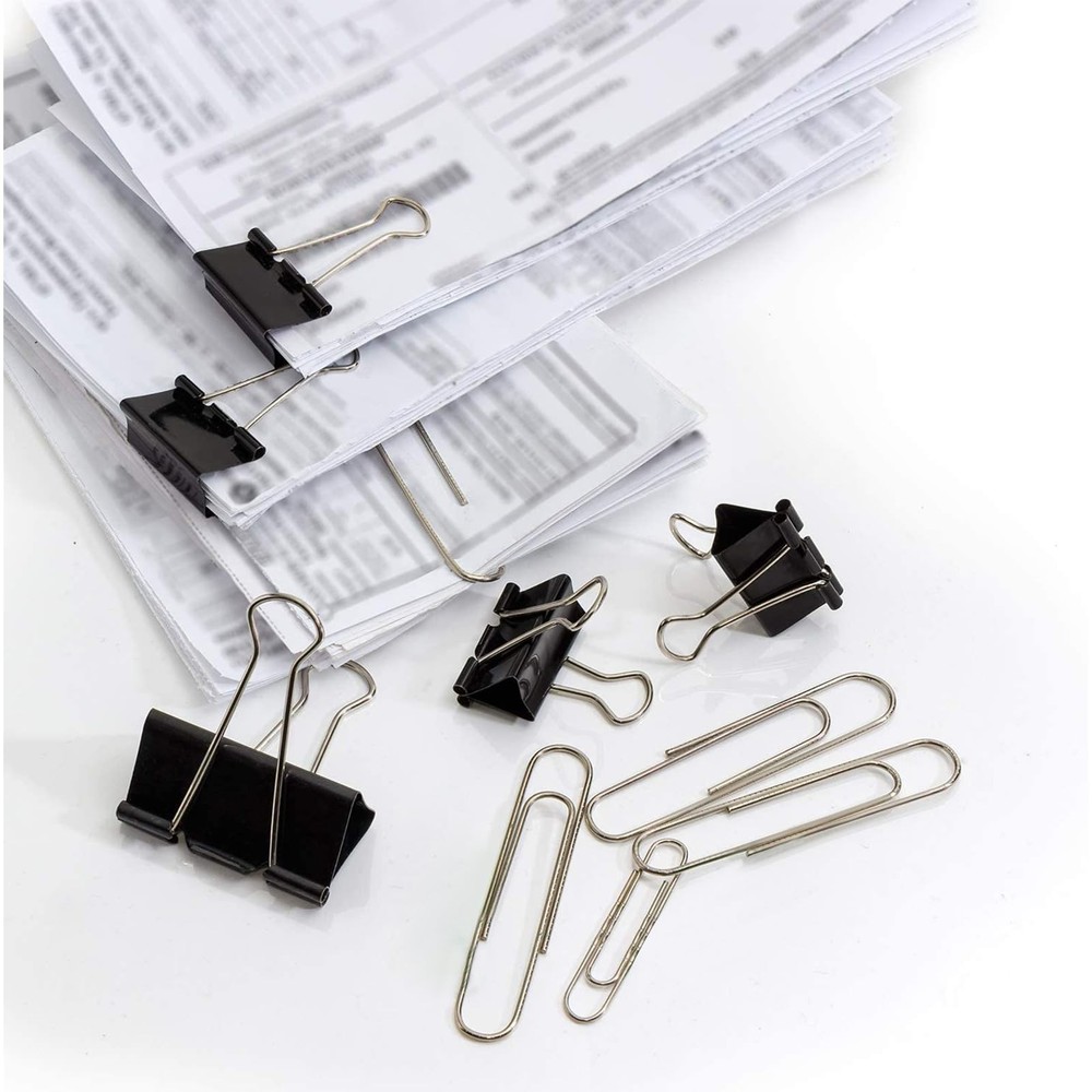 Binder and Paper Clips Set, 340 pcs Assorted Sizes in Container With Compartm...