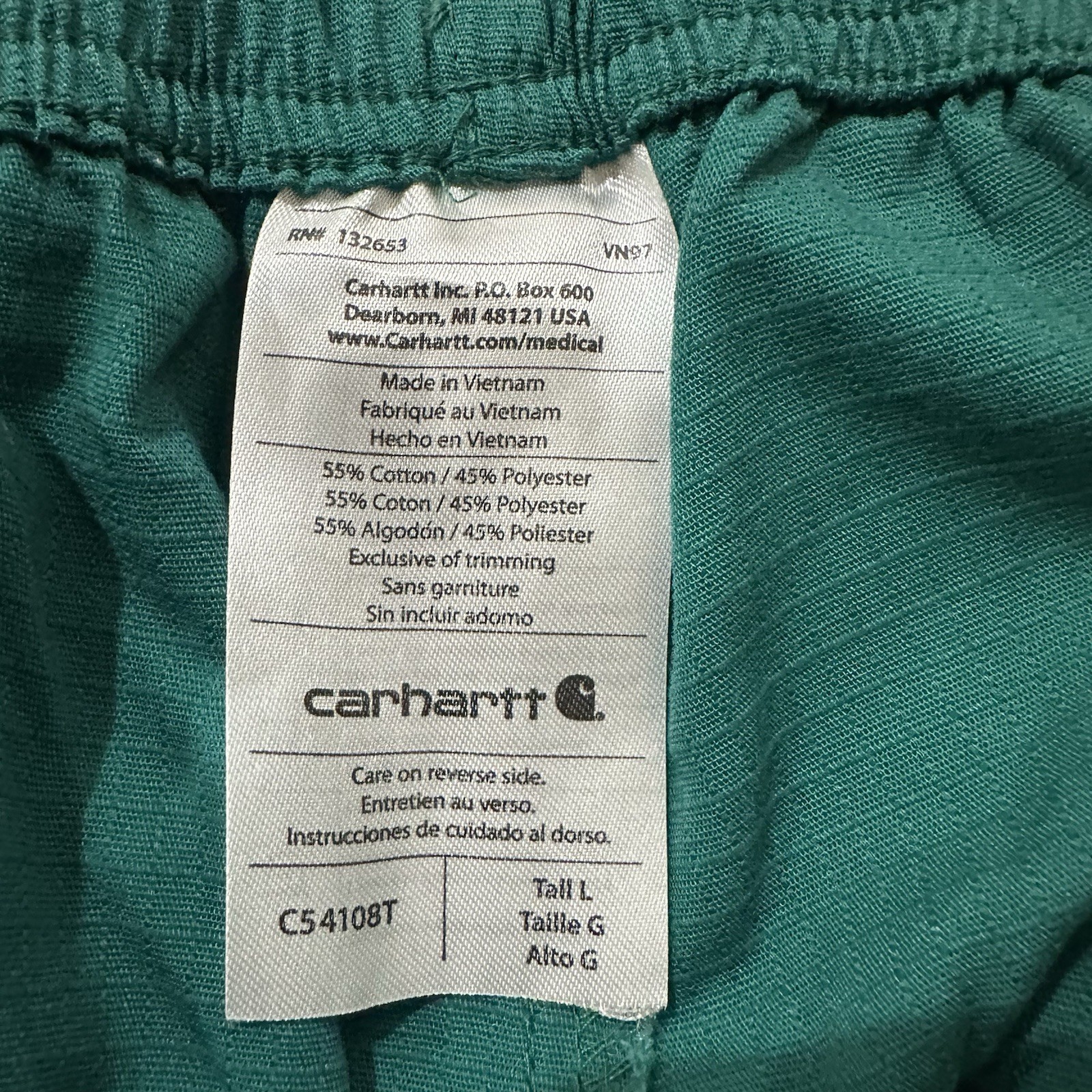 CARHARTT Scrub Set & Extra Top Shirt Size Large Utility Green Work Uniform