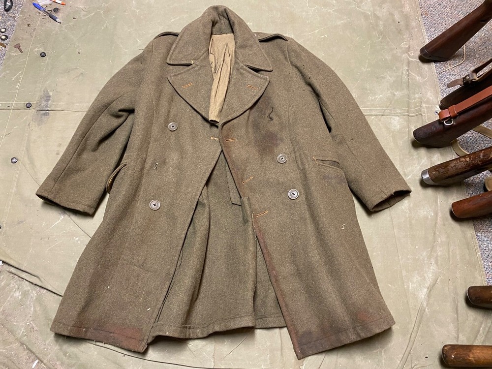 ORIGINAL WWII BRITISH MADE M1938 "CUT DOWN" OVERCOAT COAT-LARGE/XLARGE 46R