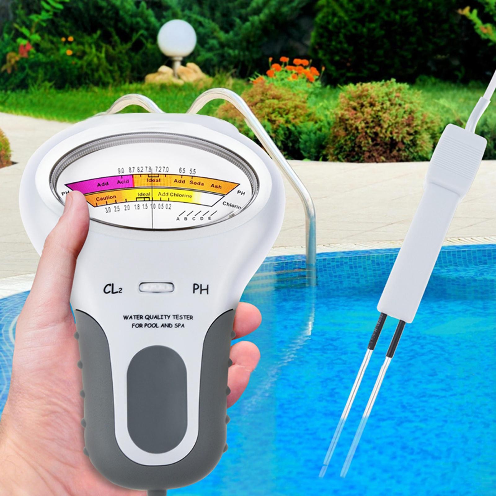 Swimming Pool Digital Water Quality Monitor PH/CL2 Chlorine Tester with Probe B