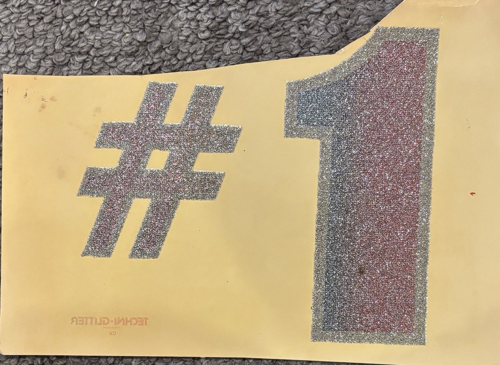 Original Vintage #1 Glitter Iron On Transfer