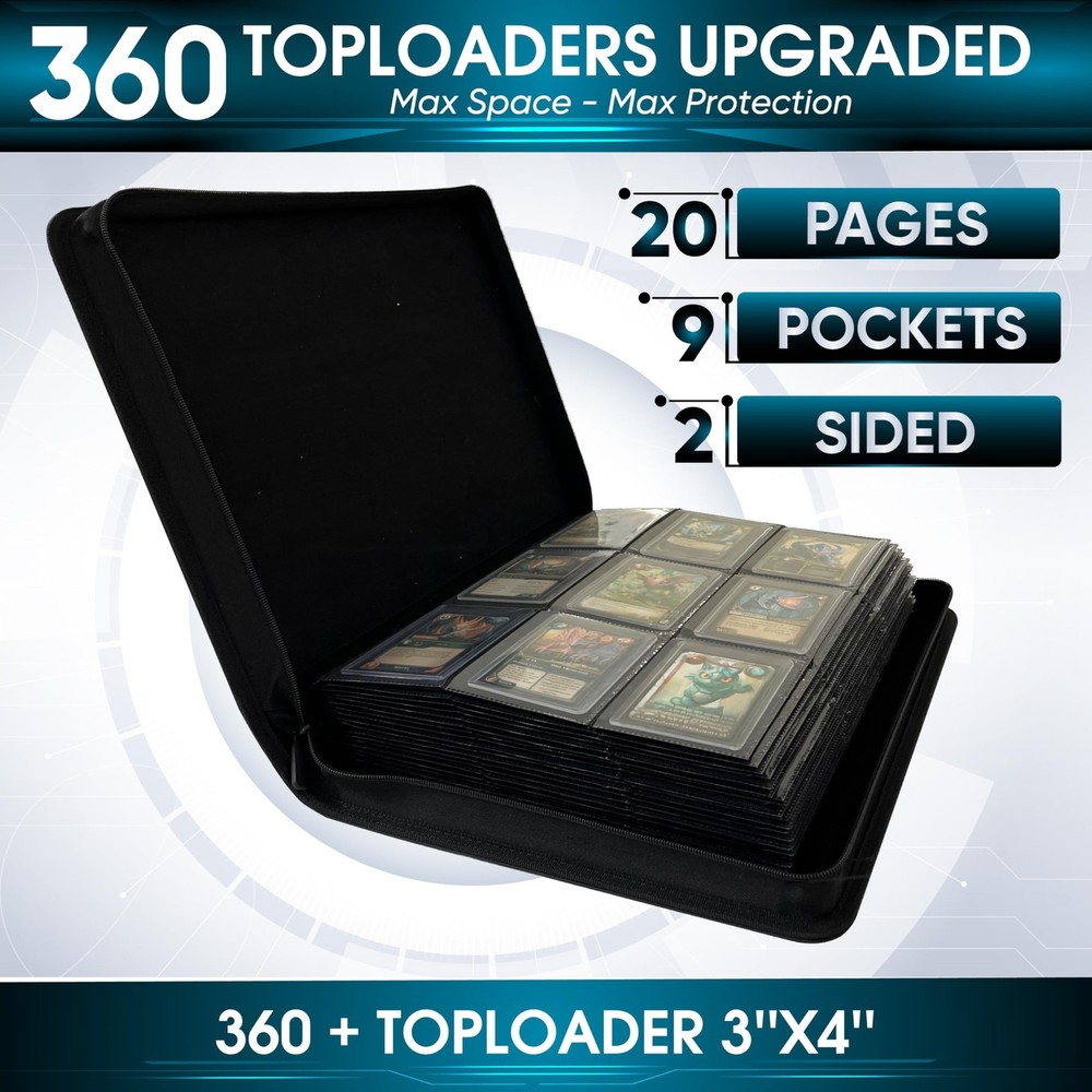 Top Loader Binder | Holds 360 Top Loaders | ROTHRATHER 9 Pocket Top Loader Ca...