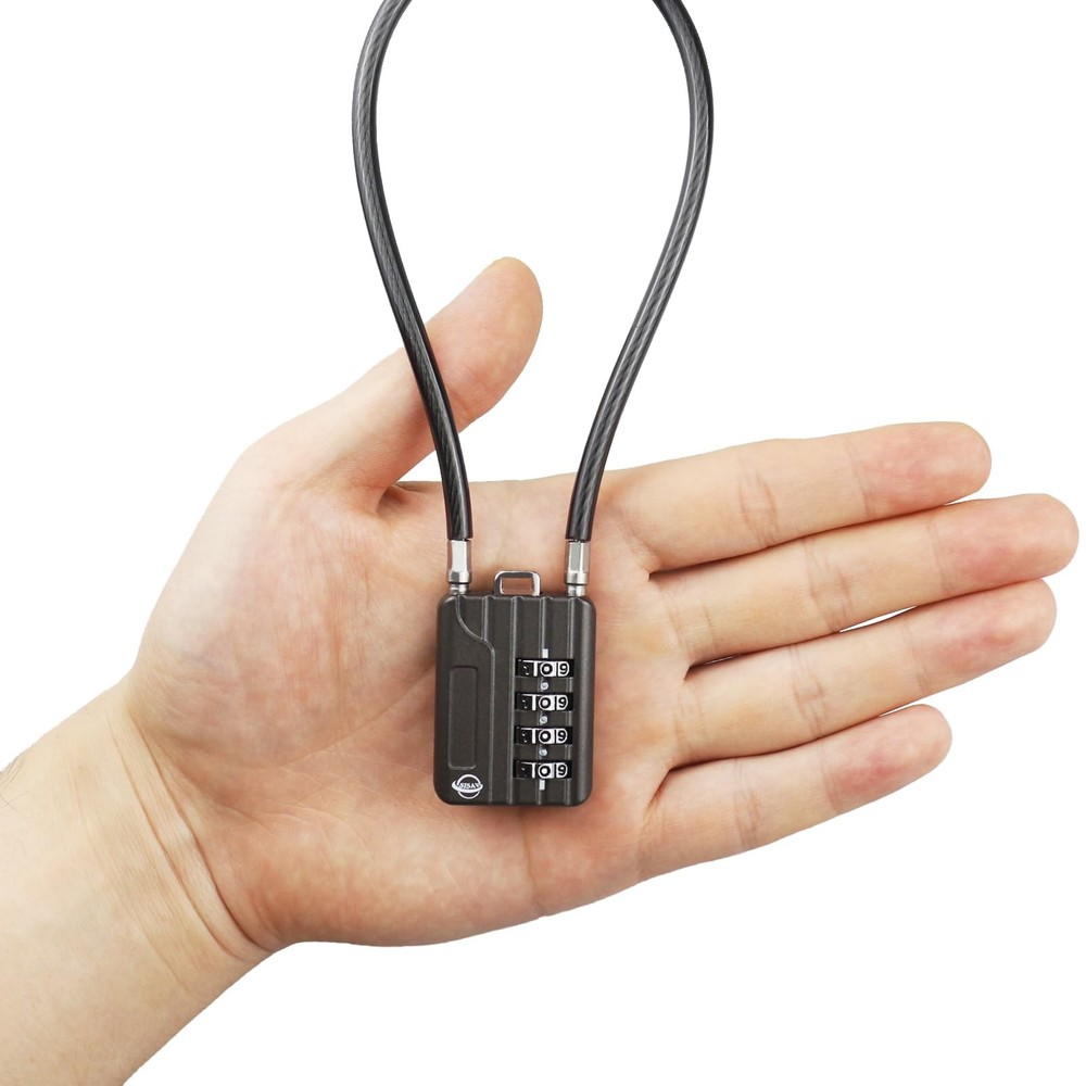 30CM/12in Long Cable Locks Cable 4-Digit Combination Lock Re-settable Combina...