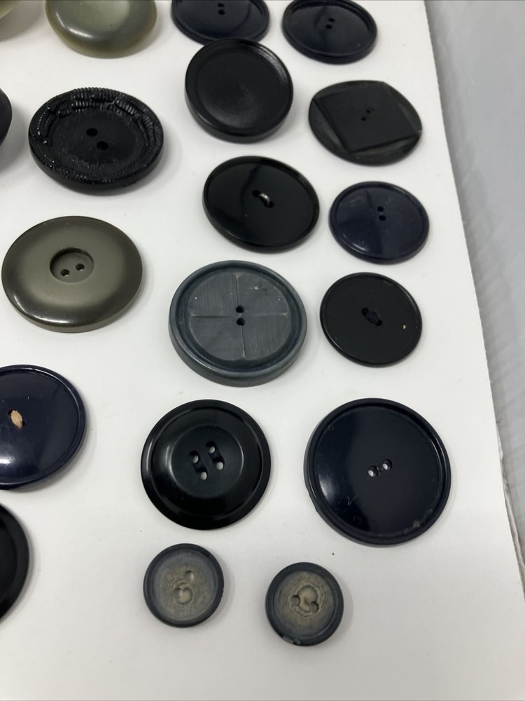 Vintage Button Lot Black Gray Mixed Lot