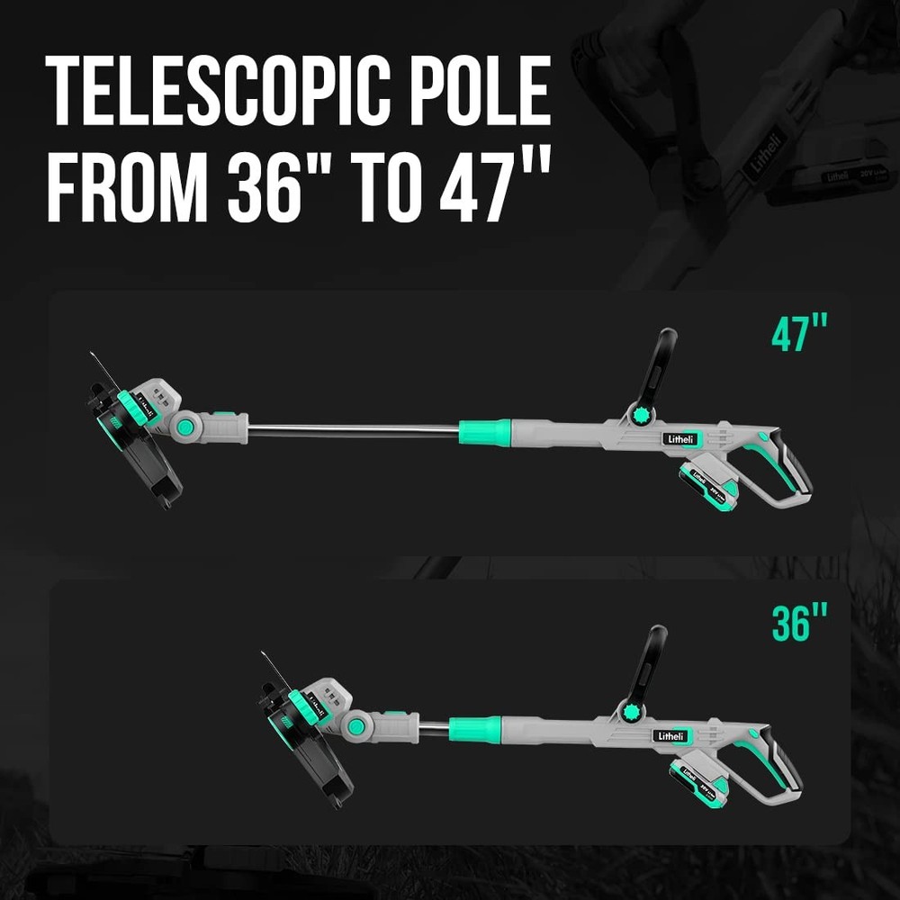 20V 12" Cordless String Trimmer/Wheeled Edger, Battery Powered Weed Wacker wi...