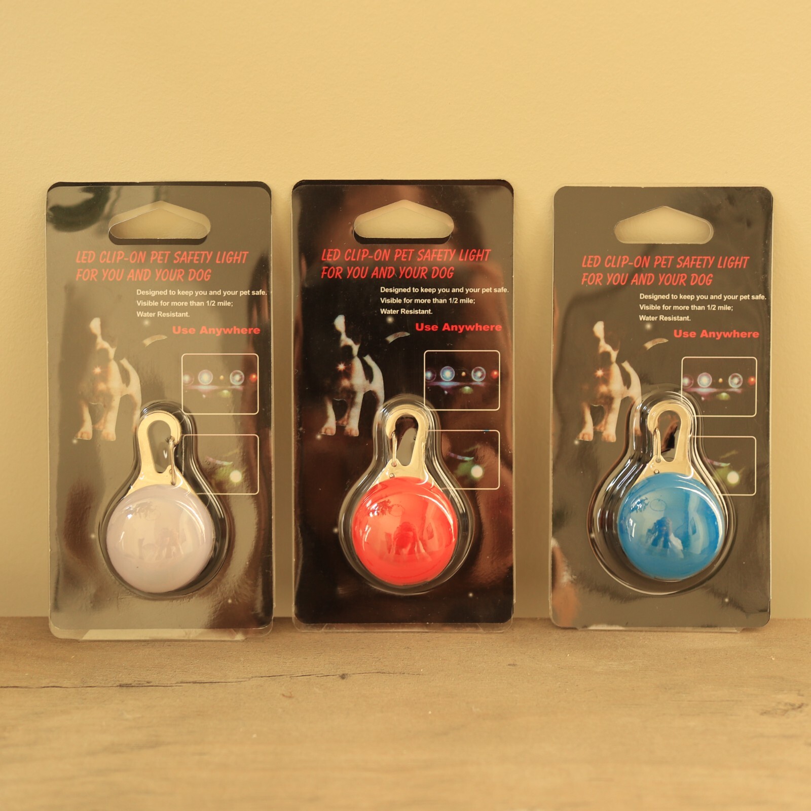 LED CLIP ON SAFETY LIGHT CAT DOG COLLAR PENDANT KEY CHAIN GLOW, FLASH, JOGGERS