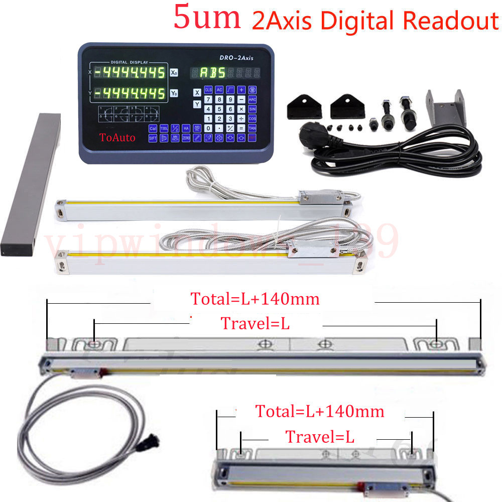 ToAuto 12" 40" Linear Scale 2 Axis DRO Digital Readout 5µm for Mill Lathe, US