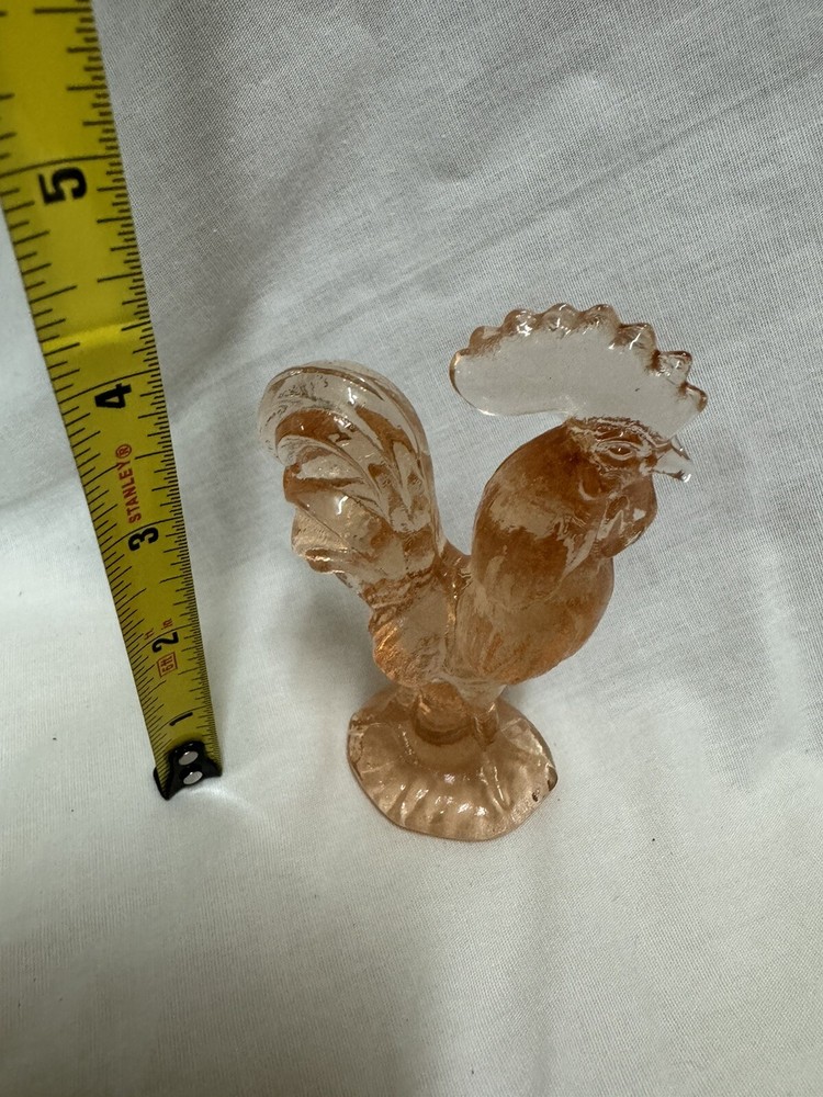 Pink Depression Style Glass Rooster NEW