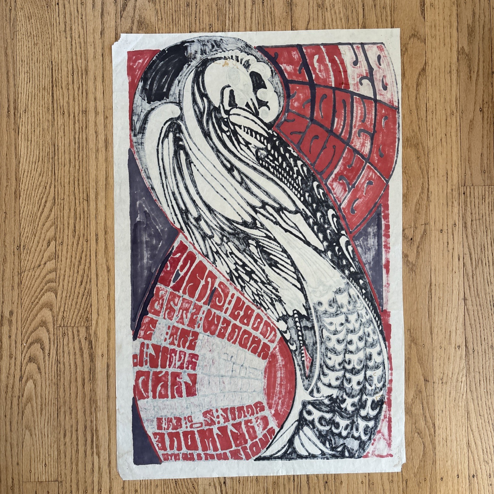 Fillmore Poster B. G. 57 Sketch Ink Hand Colored Art