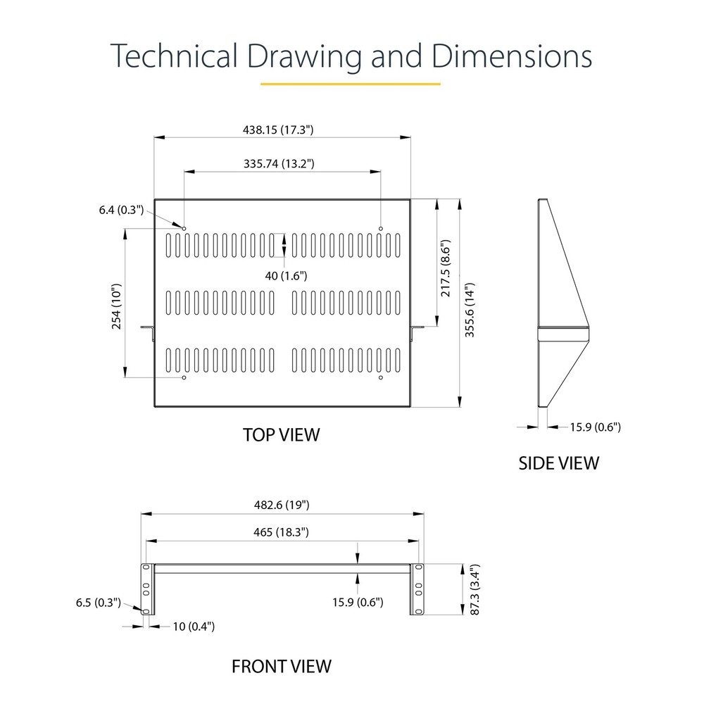 StarTech 2U Server Rack Shelf 19"x14" Universal Vented Cantilever Tray