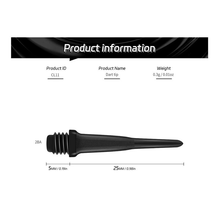 Cyeelife 2BA Thread Soft Tip Dart Points - Plastic Dart Tips - 100/1000 Pack Pre