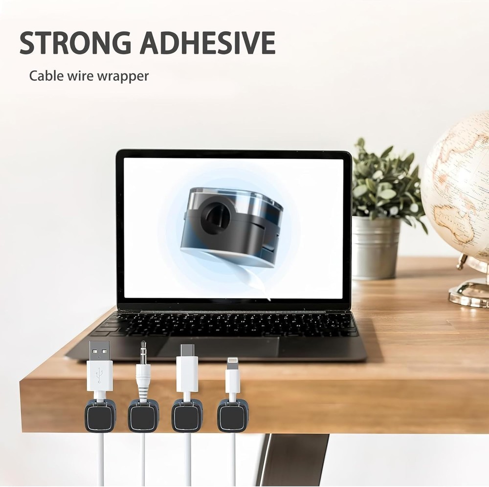 Versatile 6 Pack Self-Adhesive Cable Clips - Minimalist Desk Organizer Solution
