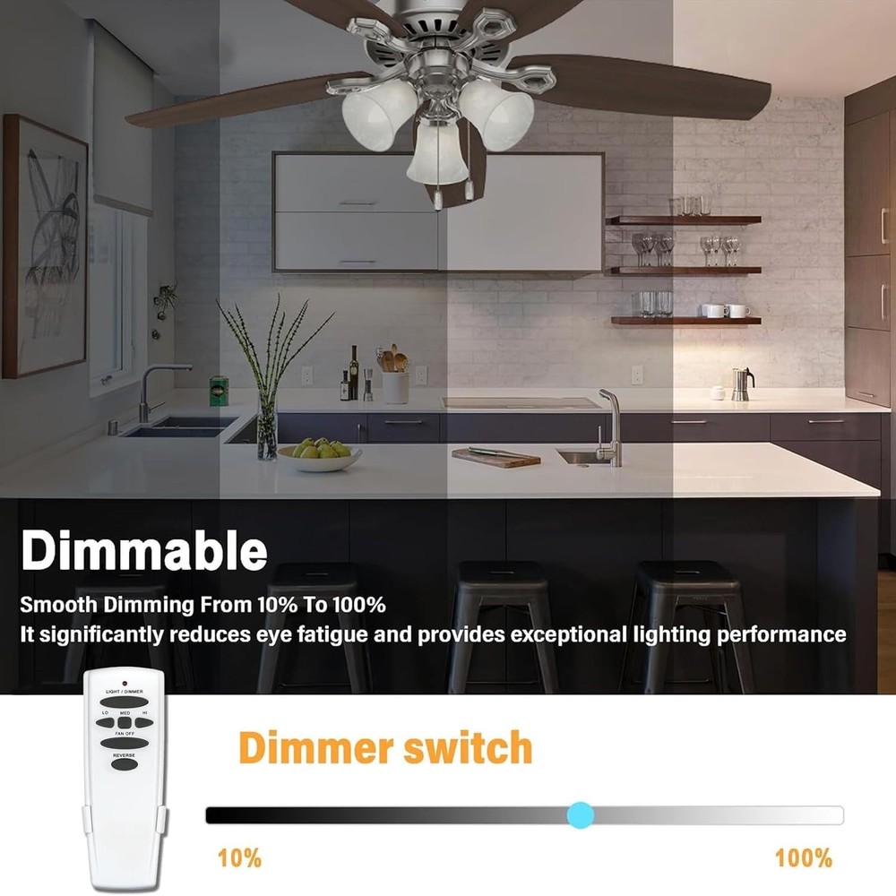 Ceiling Fan Remote Replacement - Reverse, 3-Speed & Light Dimmer for Hampton ...