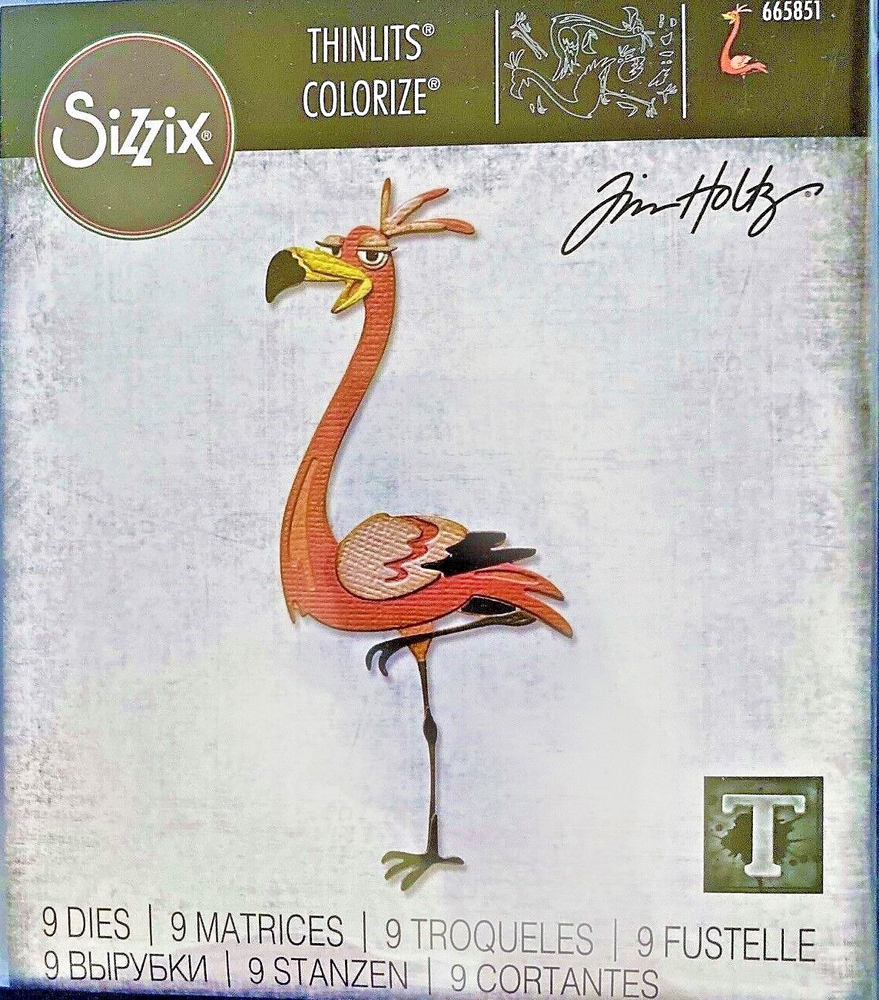 Flamingo Gladys Colorize Sizzix Thinlits Thin Metal Die Set Tim Holtz 665851 NEW