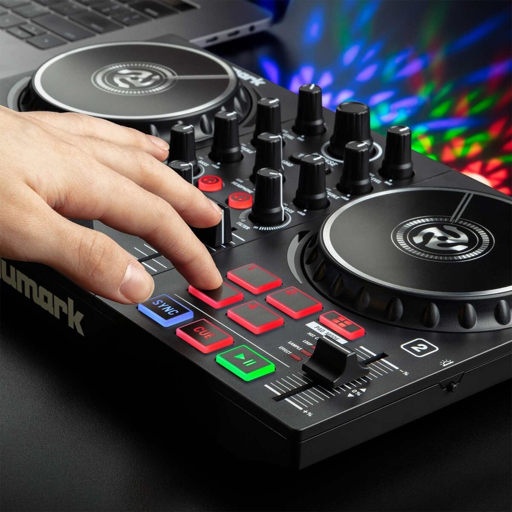 Numark Party Mix II Built-In Light Show DJ Controller with Backpack