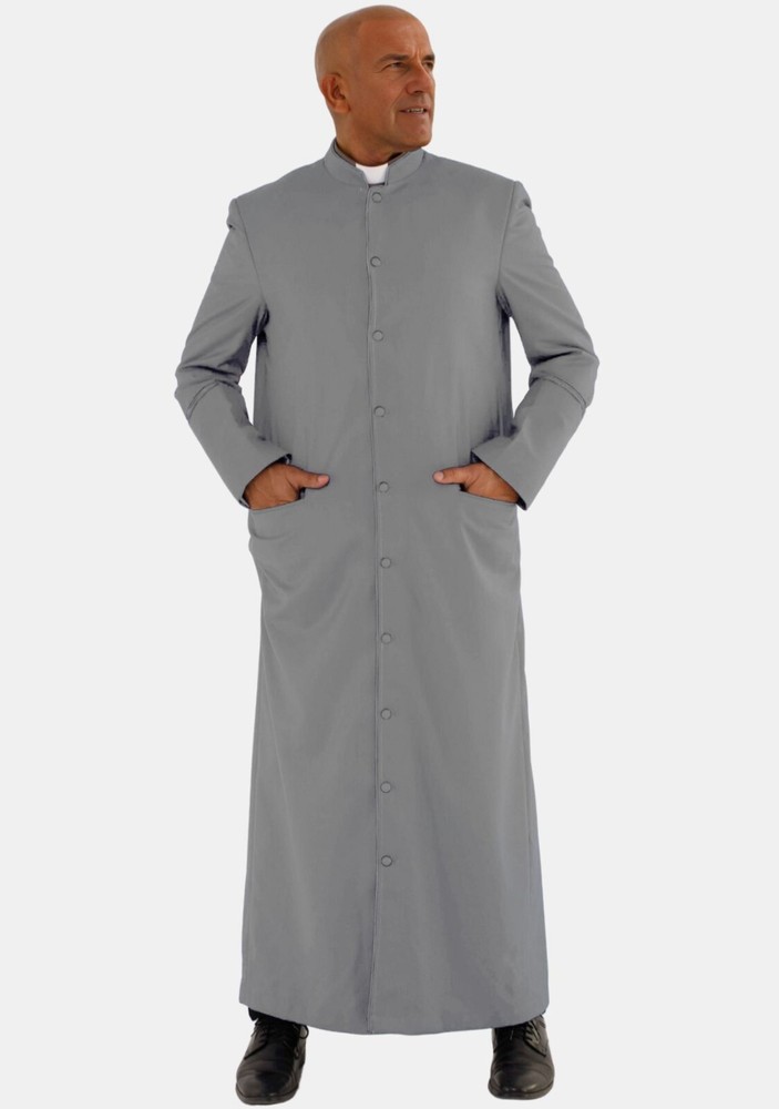 Grey Clergy Robe with 3 Back Plates
