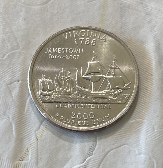 2000-D Virginia State Quarter In Absolute Brilliant Unc.