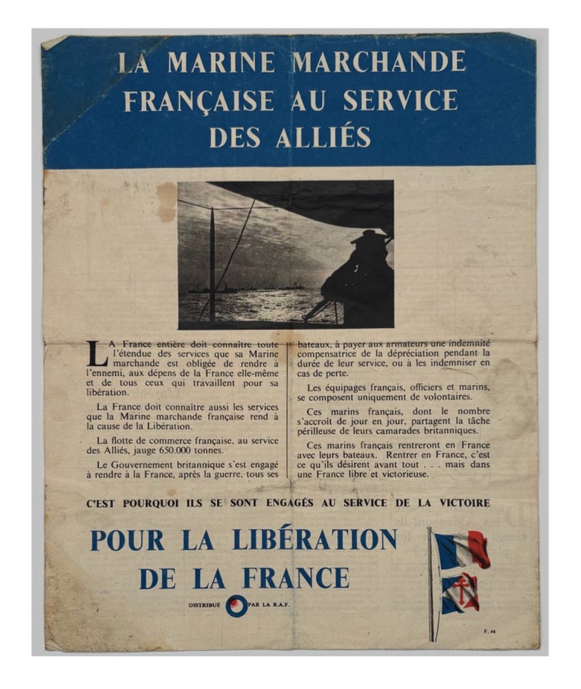 Original WW2 British Aerial Propaganda Leaflet. - Code F.44. - 1942.