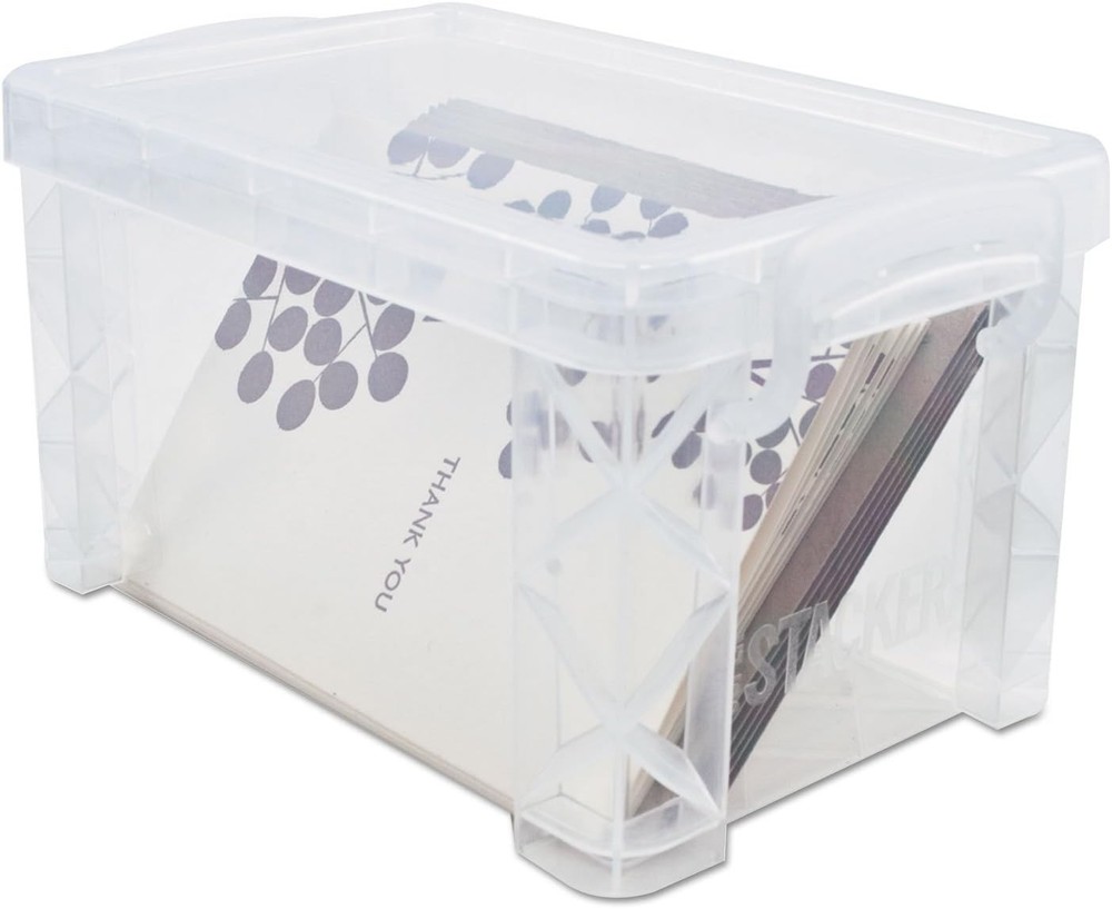 Effortlessly Organize with Stackable Clear Storage Box - 400 Card Capacity