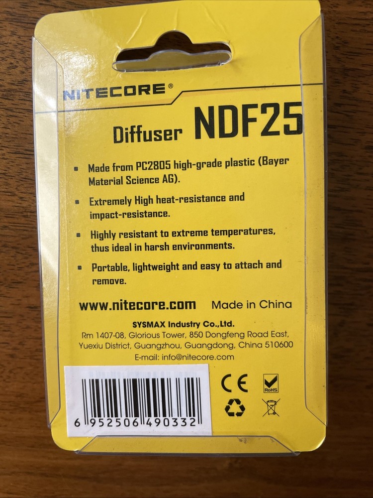 Nitecore NDF25 White Flashlight For 25.44 sixe Diffuser NEW. FREE SHIPPING