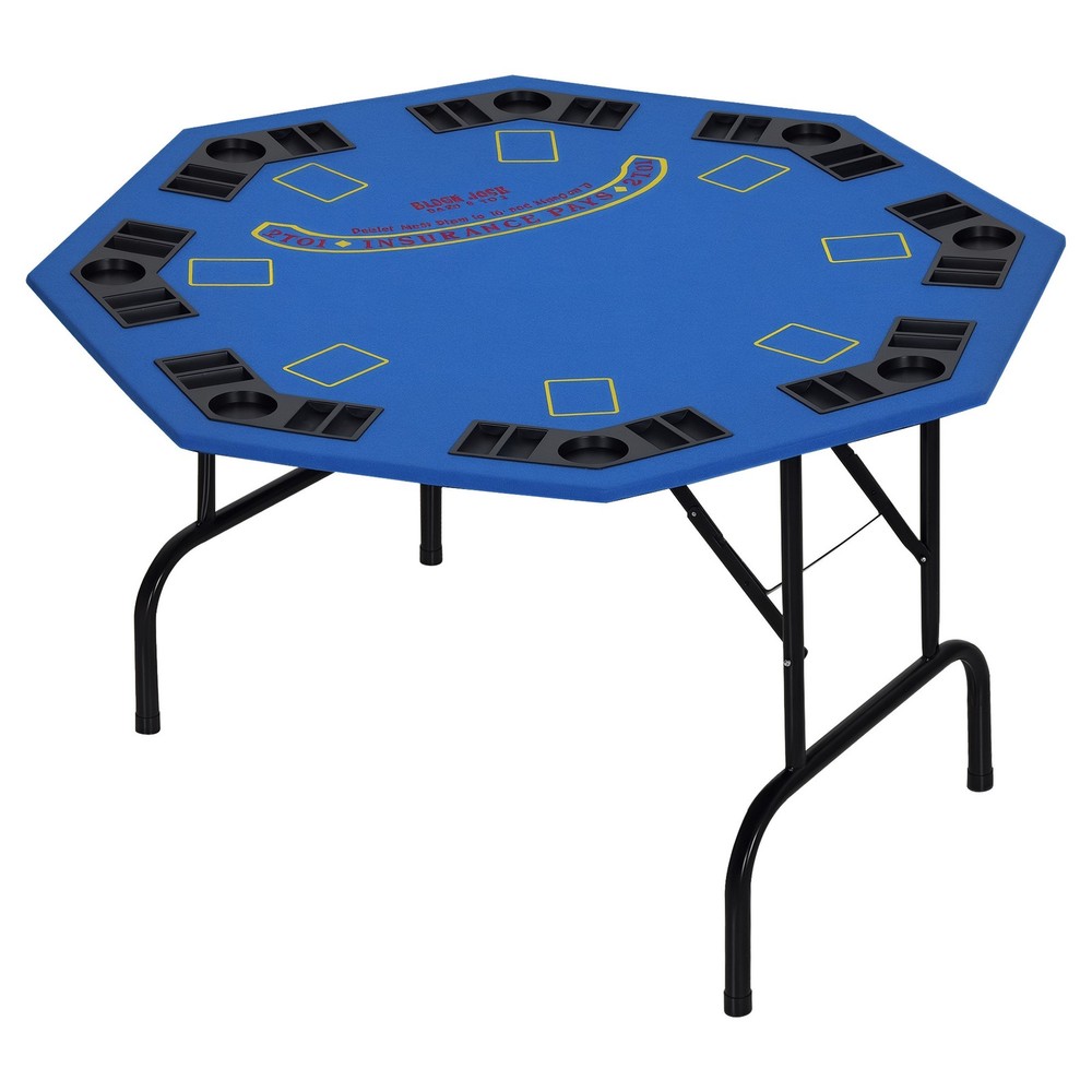 47.25" 8 Player Octagon Folding Poker Table with Cup Holders