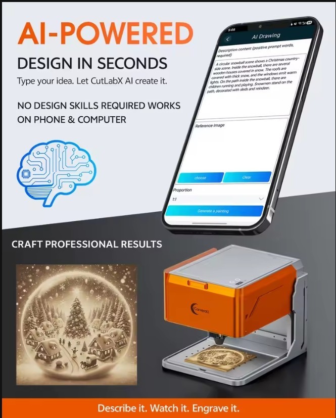 Laser Engraver Machine Desktop WiFi USB 3W