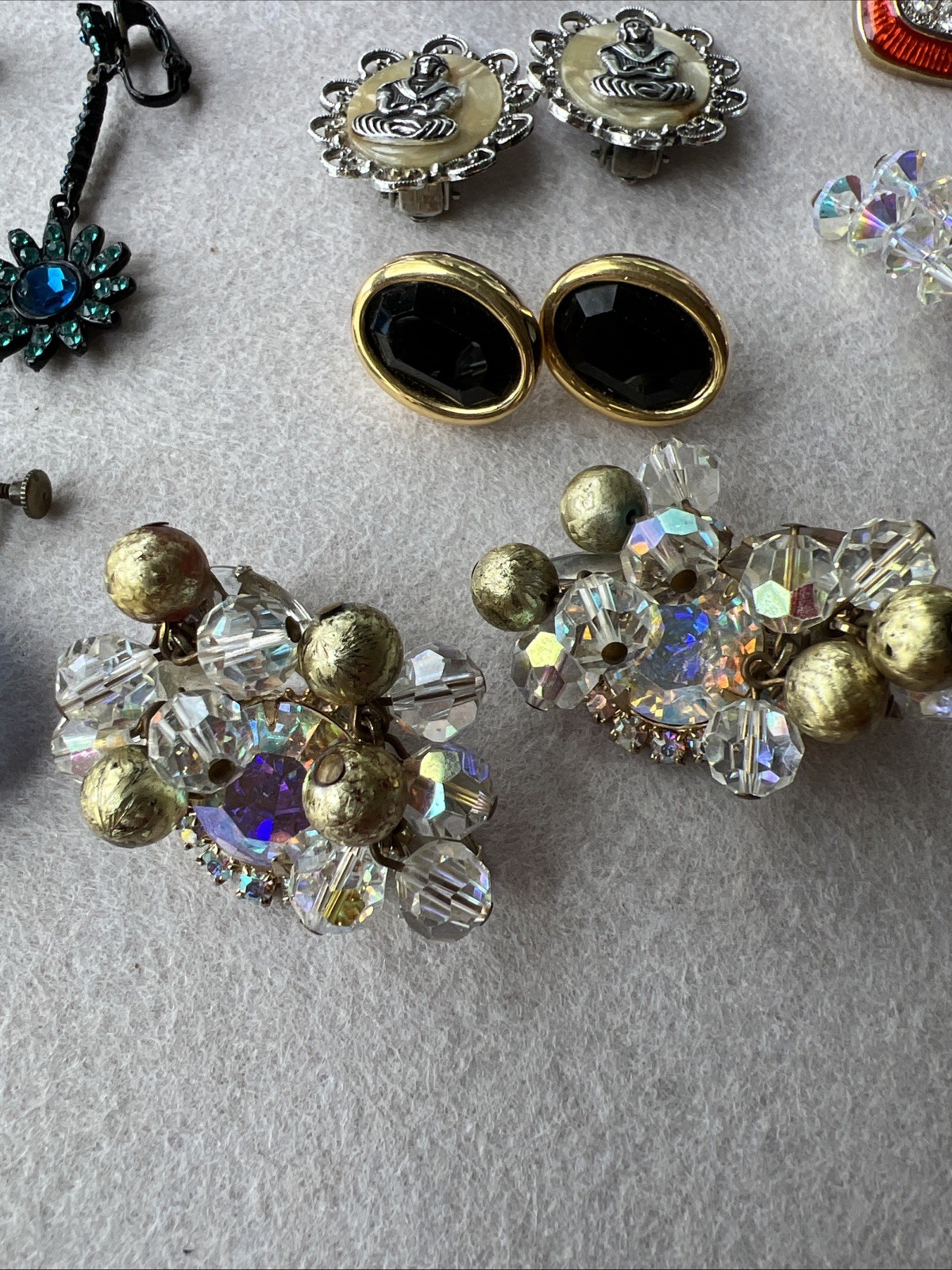 Vintage HIGH END COSTUME EARRING LOT - 13 Pair - Boucher, Trifari, Juliana +++!