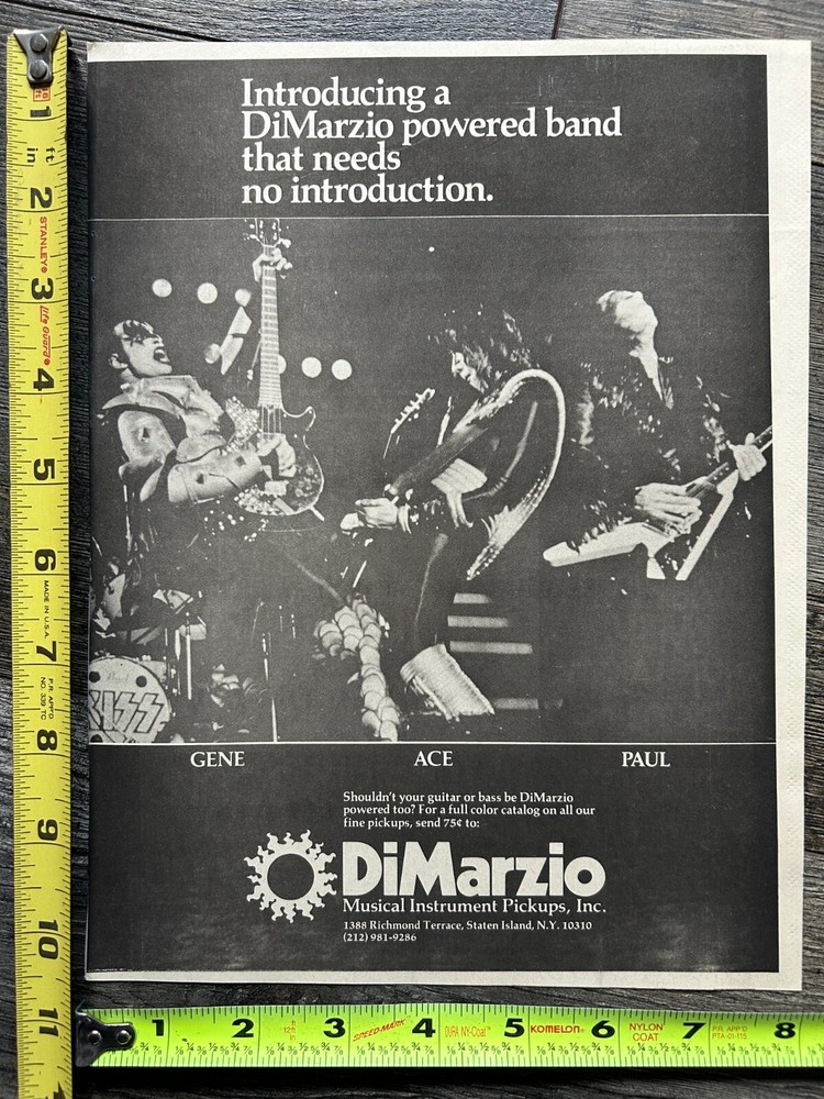 KISS Ad Advert DiMarzio Guitar Pickups Rare Variation 1977 Vintage Kiss Aucoin