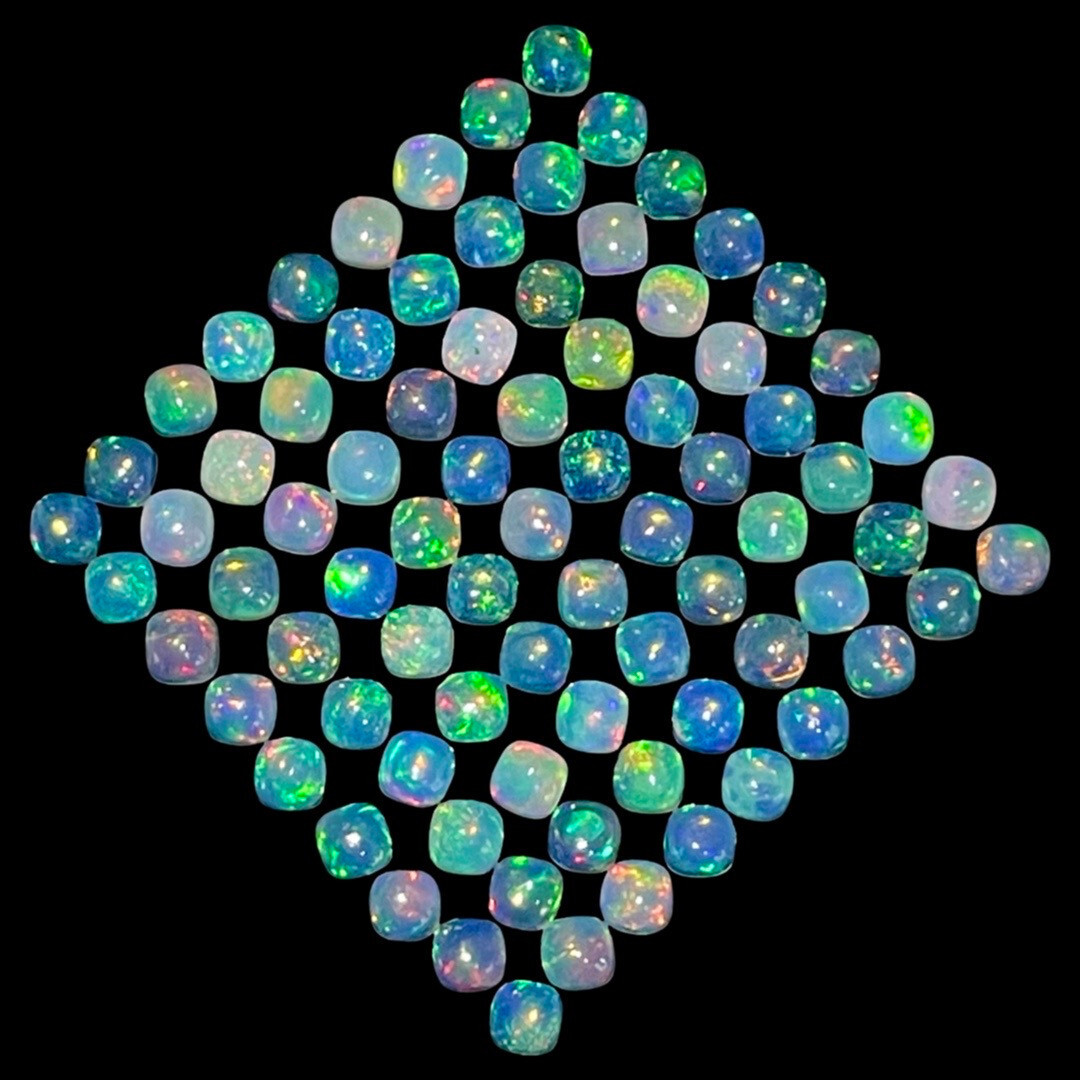 20 Pcs Natural Opal 4mm Cushion Flashy Untreated Loose Cabochon Gemstones Lot