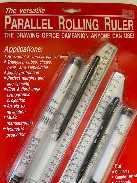 John Mills Parallel Glider Rolling Ruler Pair Drafting Tool 30 cm & 22 cm Vtg