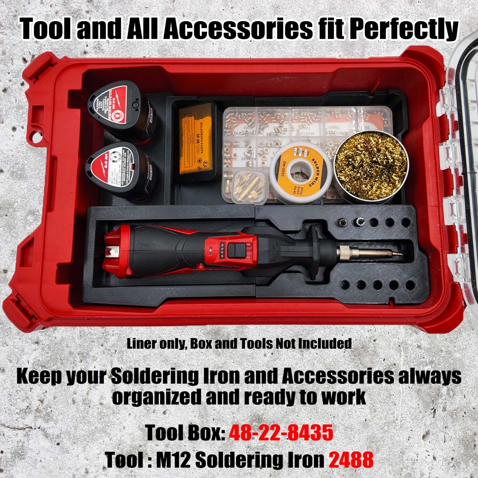 Soldering Iron Organizer For Milwaukee M12 Packout Compact Organizer Insert Tray
