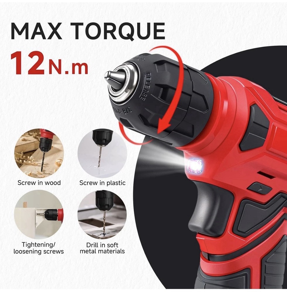 🔥NEW - Tool Set 8V Cordless Drill Kit 132 Piece Box With Hand Drill