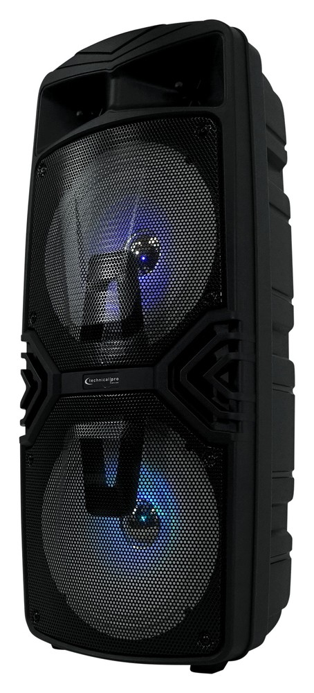 Technical Pro STAGE28 Dual 8" Rechargeable LED Bluetooth Speaker + Stand + Mic