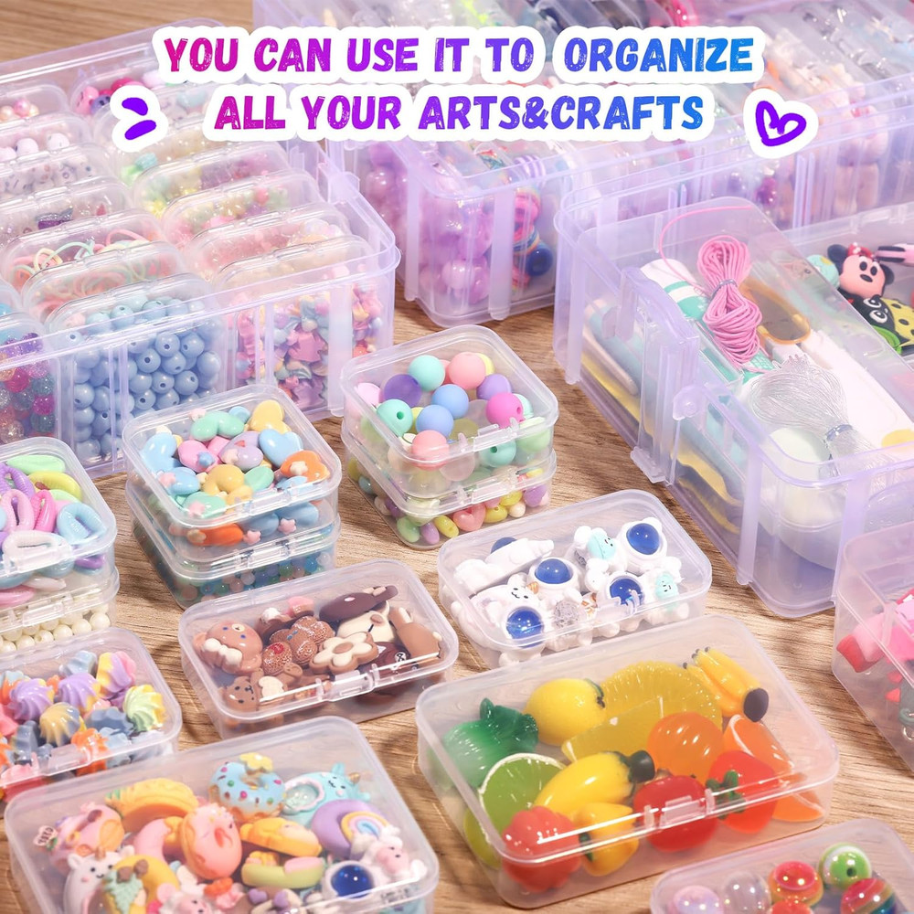 Funtopia Bead Organizers and Storage, 56 Pcs Small Plastic Containers with Lids