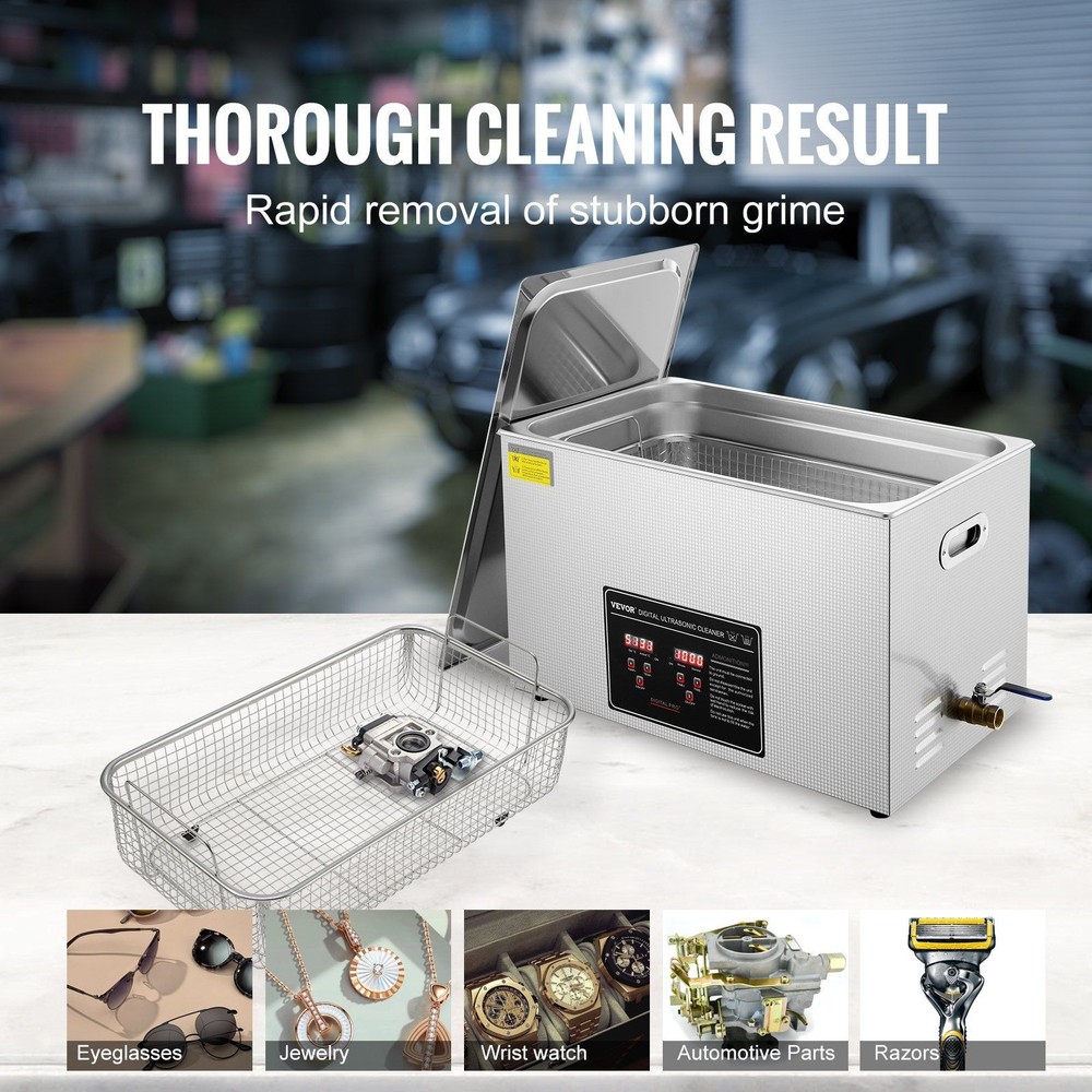 30L Efficient Ultrasonic Cleaning Machine 40kHz Heated Operation Digital Panel