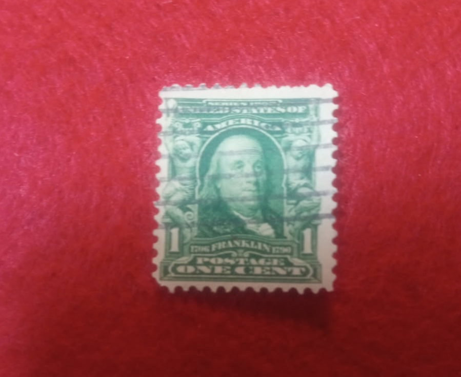 benjamin franklin 1cent stamp green