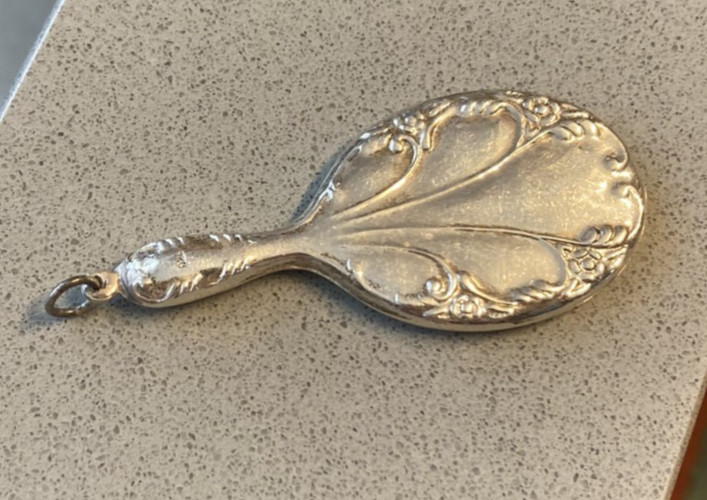 Little Vintage Repousse Sterling Mirror Pendant