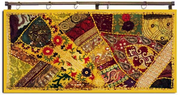 33% OFF 40" HANDCRAFTED SARI SEQUIN TAPESTRY HANGING TABLE LINEN RUNNER THROW